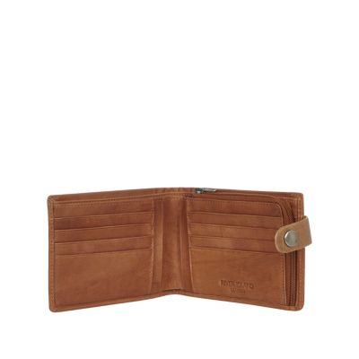 Light brown leather popper wallet